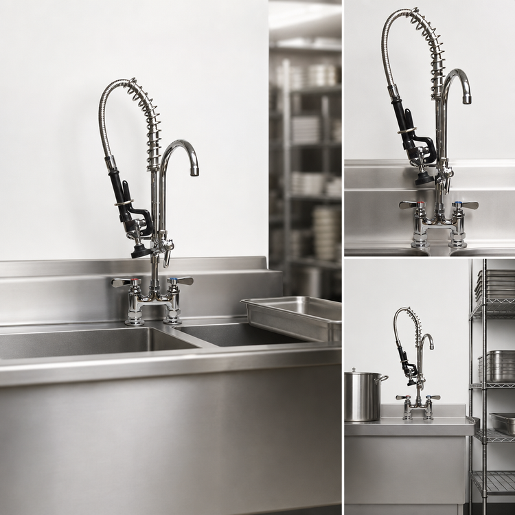 Product image #3 for BK Resources OptiFlow Mini 4-Inch Center Deck Mount Pre-Rinse Faucet Assembly