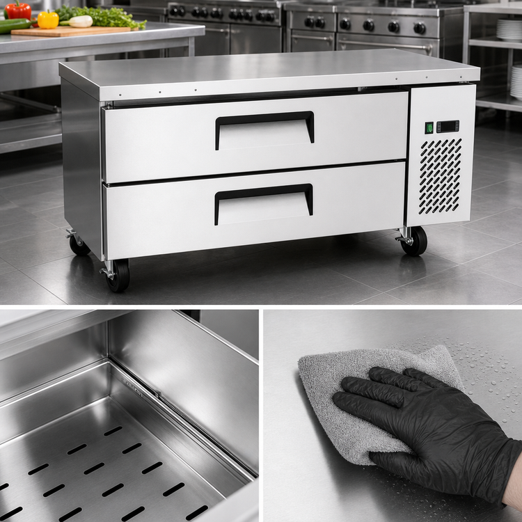 Product image #3 for Atosa 52-Inch Refrigerated Chef Base with 2 Self-Closing Drawers, 8.4 Cu. Ft., Stainless Steel
