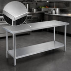 Thumbnail image #3 for Duke Manufacturing 314S-24120 Stainless Steel Work Table, 14-Gauge 300 Series Top, Undershelf, 120 x 24 x 36 Inches