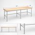 Thumbnail image #3 for John Boos Welded Baker's Table Frame for 144 x 48 Inch Top, Stainless Steel Legs and Bullet Feet
