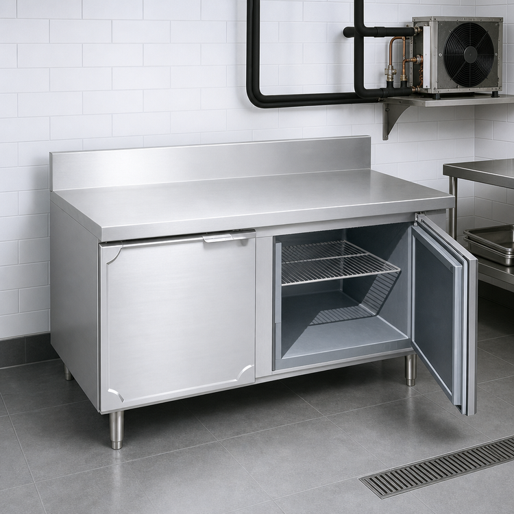 Product image #3 for La Rosa Three-Section Reach-In Work Top Freezer Base for Remote Refrigeration, 66 Inch L x 23-28 Inch D