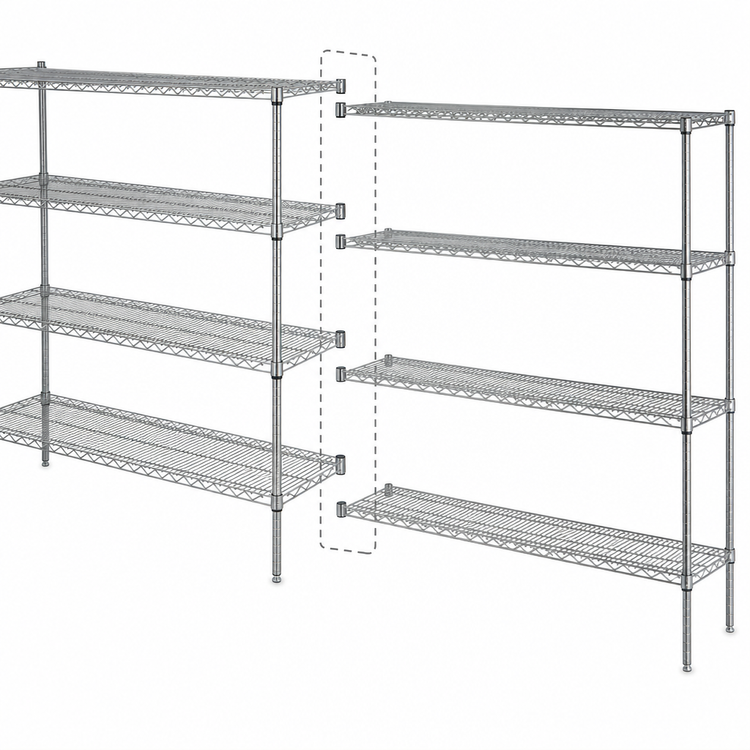 Product image #3 for Metro Super Erecta Add-On Wire Shelving Unit with 4 Shelves, 72"W x 24"D x 63"H, Brite Finish