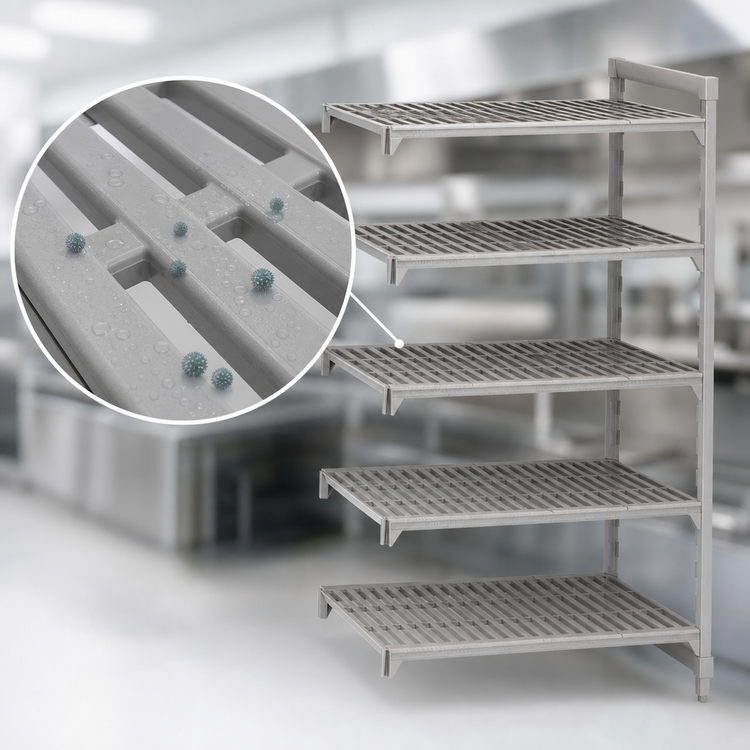 Product image #4 for Cambro Camshelving Premium Polymer 5-Shelf Vented Add-On Shelving Unit, 36-Inch Wide x 24-Inch Deep x 64-Inch High, Speckled Gray