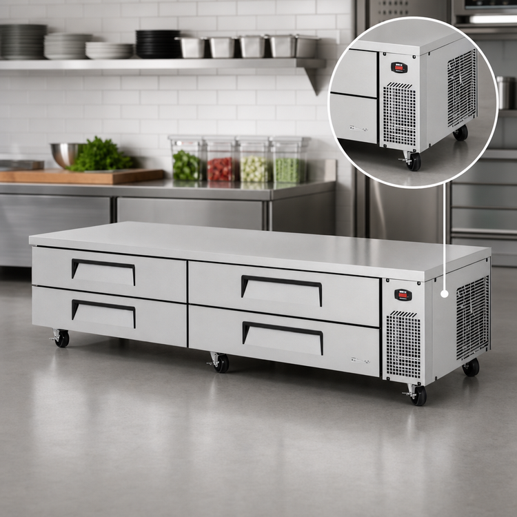 Product image #3 for Turbo Air Super Deluxe 96-3/8-Inch Wide 4-Drawer Chef Base Refrigerator
