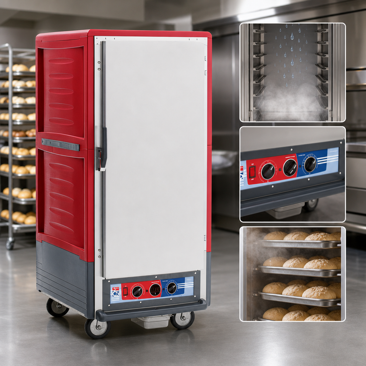 Product image #3 for Metro C5 3 Series Moisture Heated Holding & Proofing Cabinet, 3/4 Height, Full-Length Solid Doors, Fixed Wire Slides, Red Insulation Armour