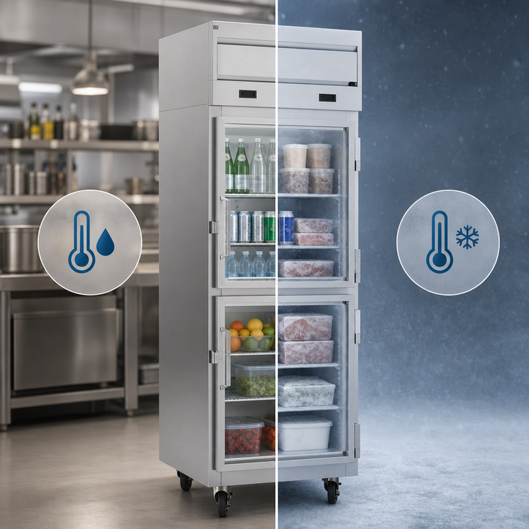 Product image #3 for Beverage-Air Cross Temp 2-Section Convertible Reach-In Refrigerator/Freezer with Glass Doors
