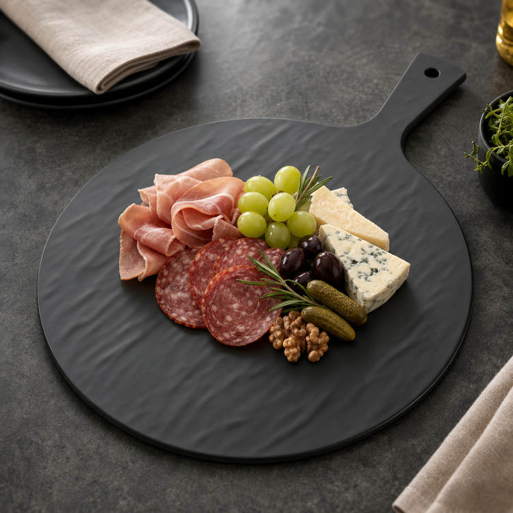 Product image #3 for American Metalcraft Black Faux Slate Melamine Round Serving Peel with Handle, 15-Inch