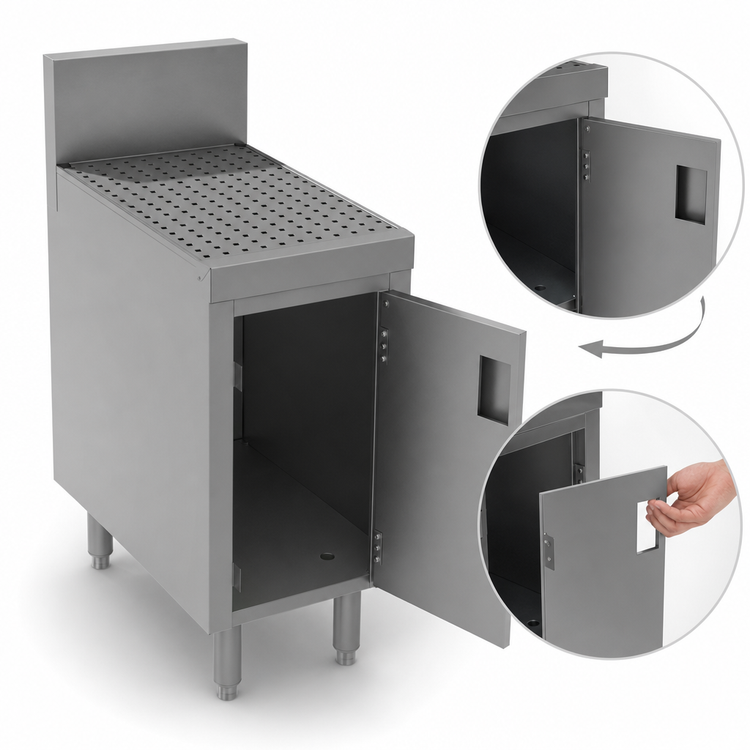 Product image #3 for Advance Tabco Prestige 18-Inch Underbar Drainboard Cabinet with Removable Hinged Doors