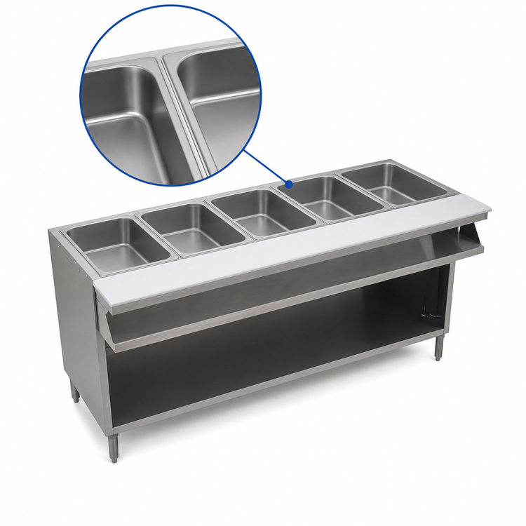 Product image #3 for Spec-Master Sealed Well 5-Pan Electric Hot Food Table with Open Front Base, 79" Wide, 208V 3-Phase