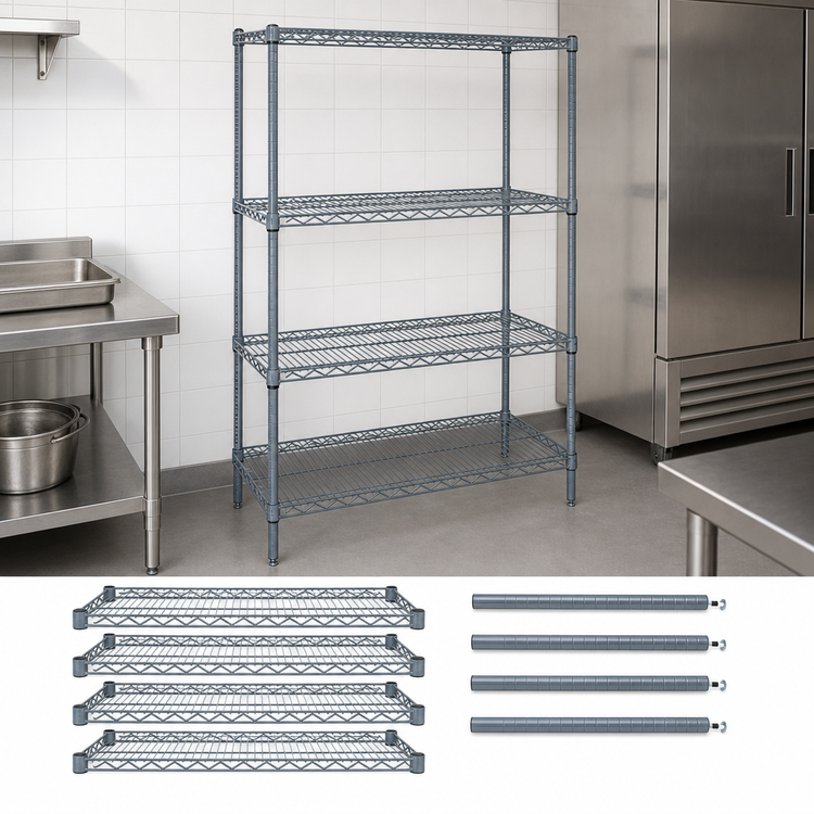 Product image #3 for Quantum 72"W x 30"D x 63"H Gray Epoxy Antimicrobial Wire Shelving Starter Kit