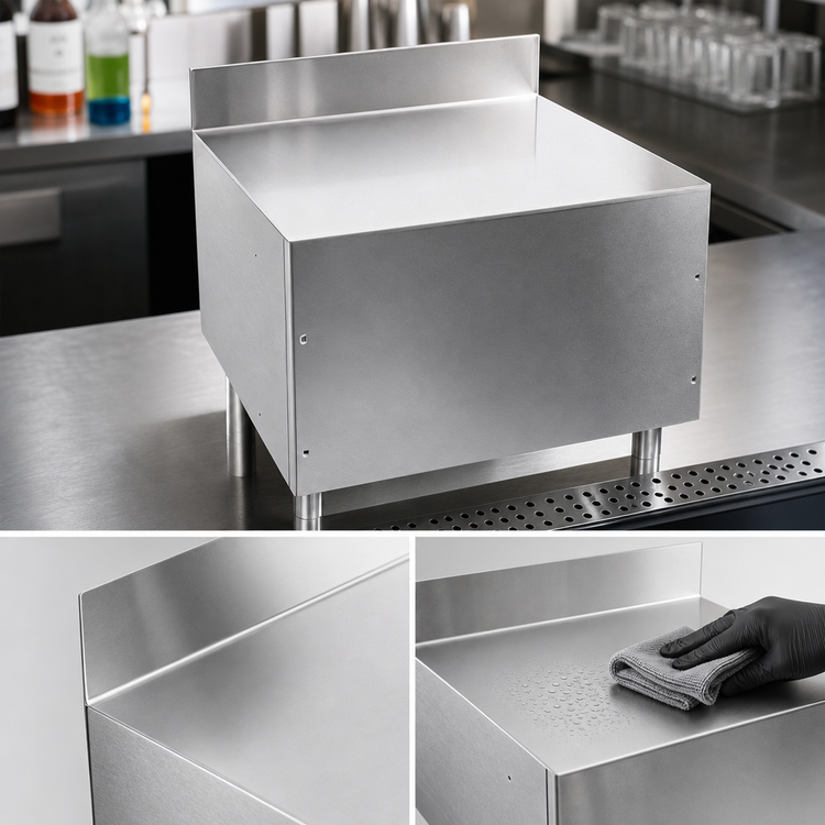 Product image #3 for CHOICE 24-Inch Stainless Steel Underbar Filler Board with Flat Top and 4-Inch Backsplash