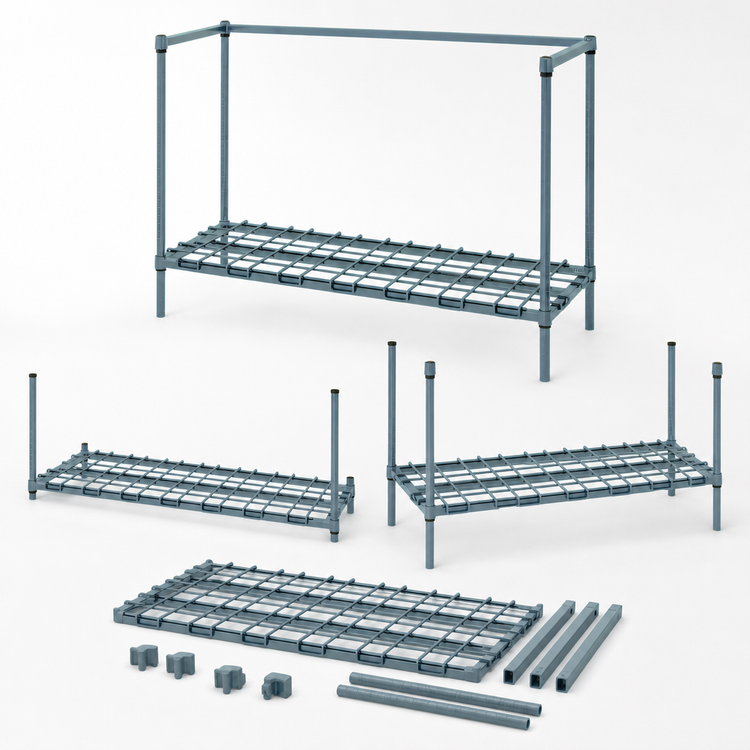 Product image #3 for Quantum Modular Wire Dunnage Rack, 42 x 18 x 34 Inches, Gray Epoxy Antimicrobial Finish