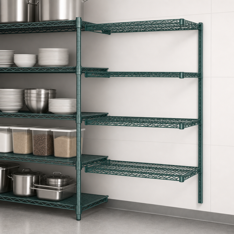Product image #3 for Eagle Group Valu-Gard 4-Tier Add-On Wire Shelving Unit, 30 x 18 x 74 Inches, Green Epoxy
