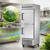 Thumbnail image #3 for One-Section Reach-In Stainless Steel Freezer with Two Half Doors, Bottom-Mounted Self-Contained Refrigeration