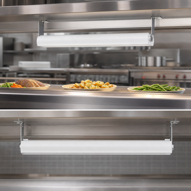 Product image #3 for Vollrath 66-Inch Low Profile Unlighted Strip Heat Lamp with Remote Toggle Switch, White Hammer Powder Coat