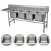 Thumbnail image #3 for Advance Tabco Regaline 4-Compartment Stainless Steel Sink with Left-Hand Drainboard, 20 x 20 x 14 Inch Bowls