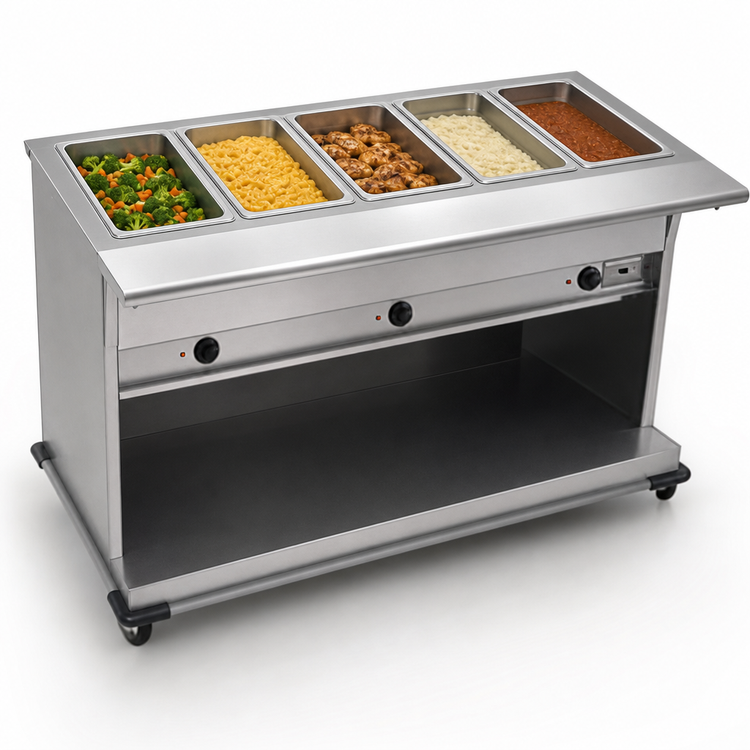 Product image #3 for Spec-Master PHT5CB-240-3 Portable Electric 5-Well Hot Food Table with Enclosed Base