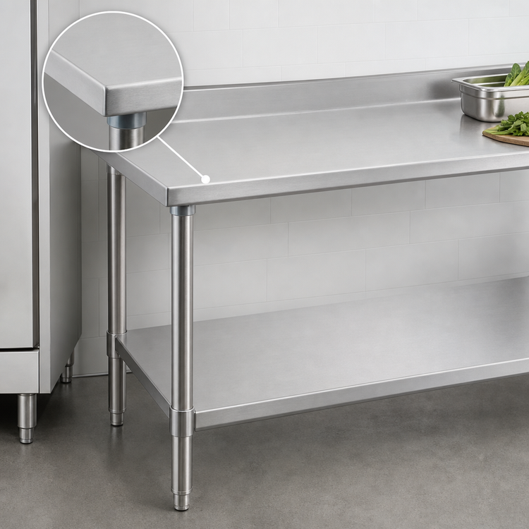 Product image #3 for Eagle Group Deluxe Series Stainless Steel Work Table with 4-1/2 Inch Backsplash and Undershelf, 60 x 24 Inches