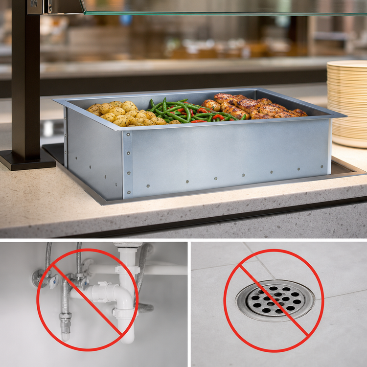 Product image #3 for CookTek SinAqua Rectangular Waterless Drop-In Induction Hot Food Well, 6-Inch Deep
