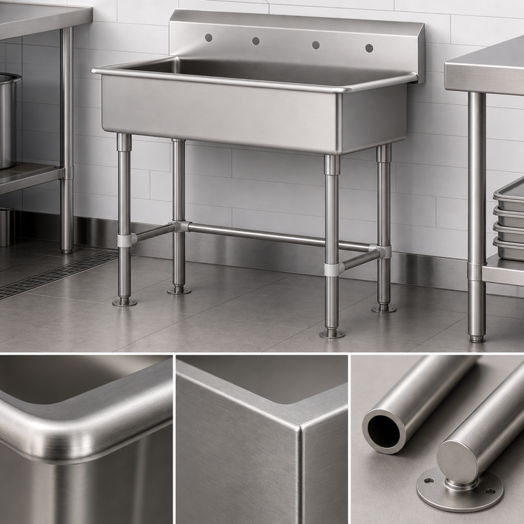Product image #3 for Advance Tabco Multiwash 40-Inch Freestanding 304 Stainless Steel Hand Wash Sink with Splash Mount Faucet Provision