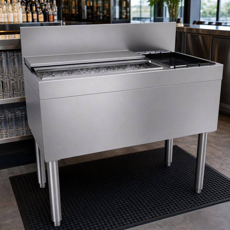 Product image #3 for Glastender 36-Inch Underbar Combo Ice Bin/Cocktail Unit with Right Bottle Well, 67-Lb Ice Capacity