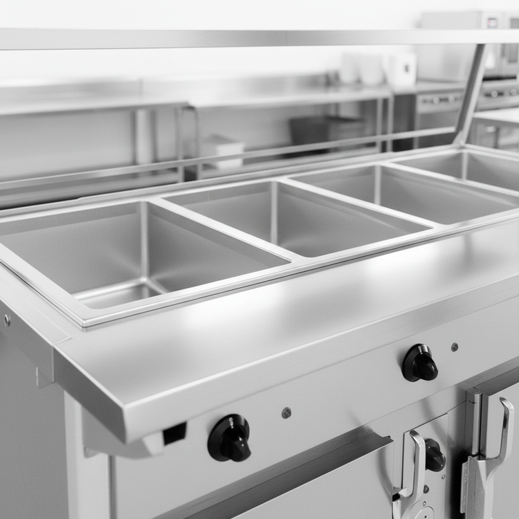 Product image #2 for Atlas Metal CAHB-3 Electric 3-Well Hot Food Serving Counter with Heated Base