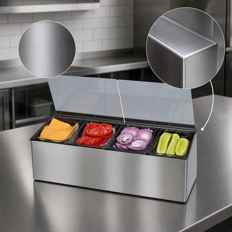 Product image #3 for EZ-Chill 4-Section Stainless Steel Self-Service Food Prep Center