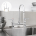 Thumbnail image #3 for Double Pantry Deck-Mount Faucet with 8-Inch Centers, Swivel Gooseneck Spout and Lever Handles