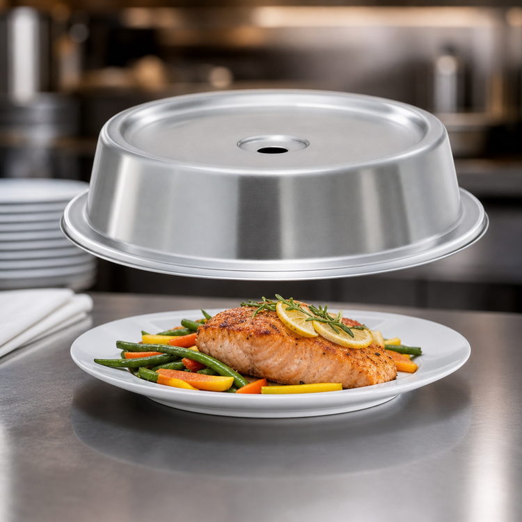 Product image #3 for Vollrath Stainless Steel Satin Finish Round Plate Cover for 12 11/16 to 12 3/4 Inch Plates