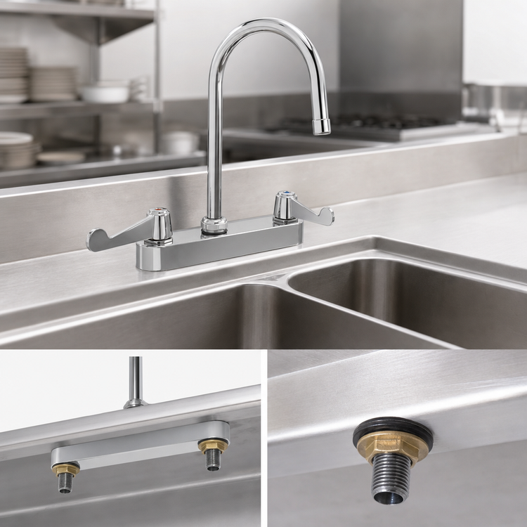 Product image #3 for Equip 8-Inch Deck Mount Workboard Faucet with 5-1/2-Inch Swivel Gooseneck Spout