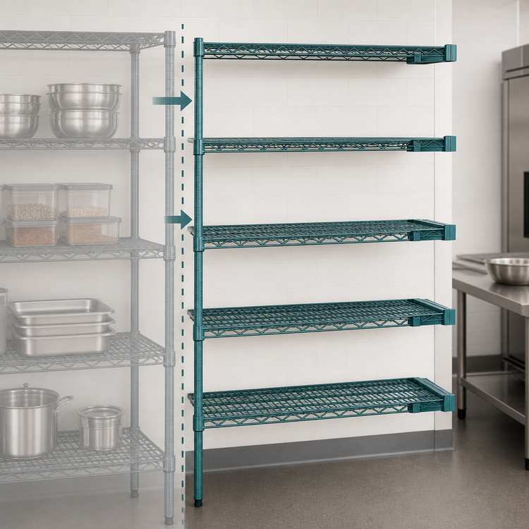 Product image #3 for EagleGard 5-Tier Add-On Wire Shelving Unit with QuadTruss Shelves, 36 x 24 x 86 Inches, Blue-Green Hybrid Epoxy