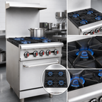 Thumbnail image #3 for Hurakan 24-Inch Heavy Duty Gas Range with 4 Open Burners and Standard Oven