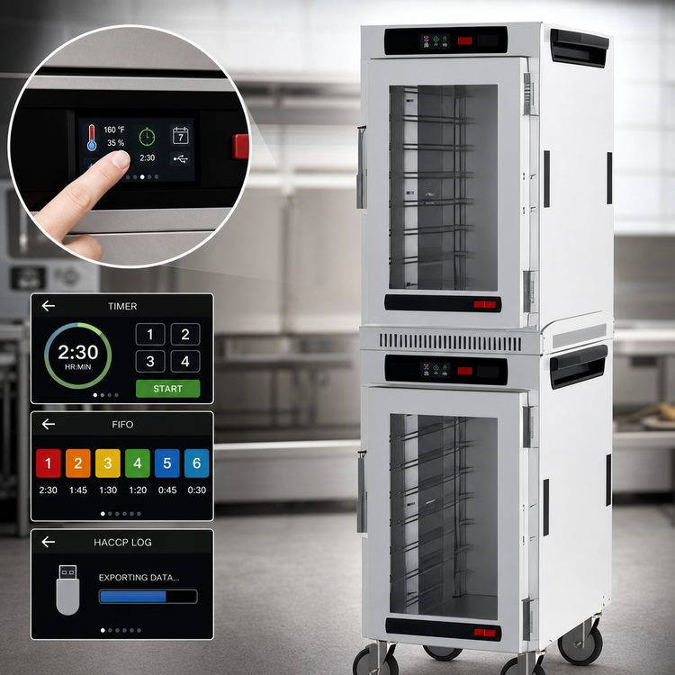 Product image #4 for Metro HotBlox Narrow Dual Cavity Mobile Insulated Holding Cabinet, Clear Door, Touchscreen Controls