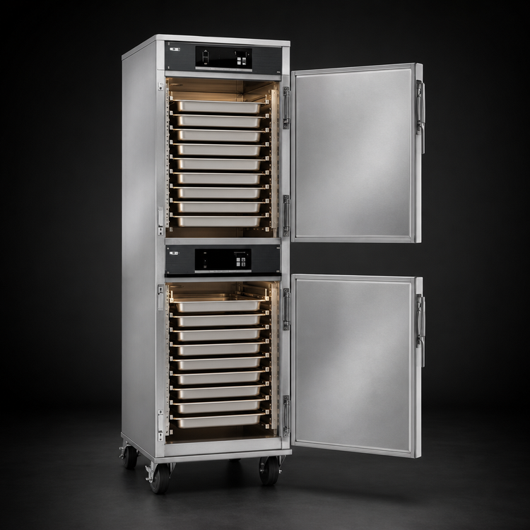 Product image #3 for hotLOGIX HL8-1816 Full-Height Two-Compartment Insulated Heated Holding Cabinet, Stainless Steel, 16-Pan Capacity