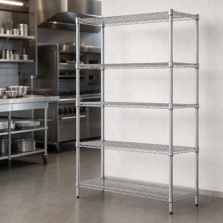 Product image #3 for Quantum 60"W x 24"D x 74"H Stationary Wire Shelving Starter Kit, 304 Stainless Steel, 5 Shelves