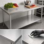Thumbnail image #3 for Duke Manufacturing 314S-3048 48-Inch Stainless Steel Work Table, 30-Inch Deep, Flat Top with Open Undershelf