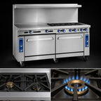 Thumbnail image #3 for Imperial (Middleby) Pro Series IR-2-G60-C-XB 72-Inch Gas Combination Range with 2 Open Burners, 60-Inch Griddle, Convection Oven & Cabinet Base