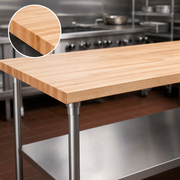 Product image #3 for John Boos 72 Inch x 36 Inch Northern Hard Rock Maple Wood Top Work Table with Adjustable Undershelf