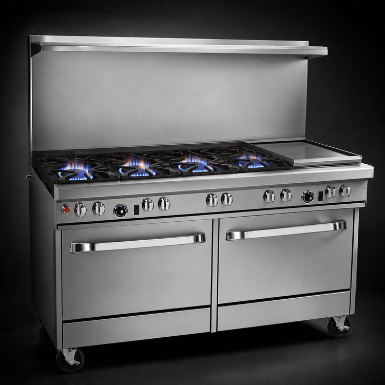 Product image #3 for Southbend Ultimate 60-Inch Gas Restaurant Range with 4 Open Burners, 36-Inch Griddle, Standard Oven and Convection Oven
