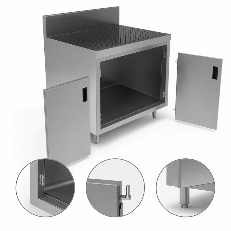 Product image #3 for Advance Tabco Prestige Free-Standing Underbar Drainboard Cabinet with Removable Hinged Doors, 36 x 25 x 36 Inches