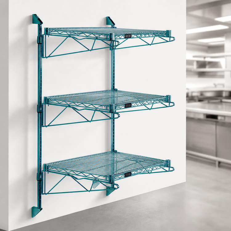 Product image #3 for Quantum Wall-Mounted Cantilever Starter Unit with 3 Wire Shelves