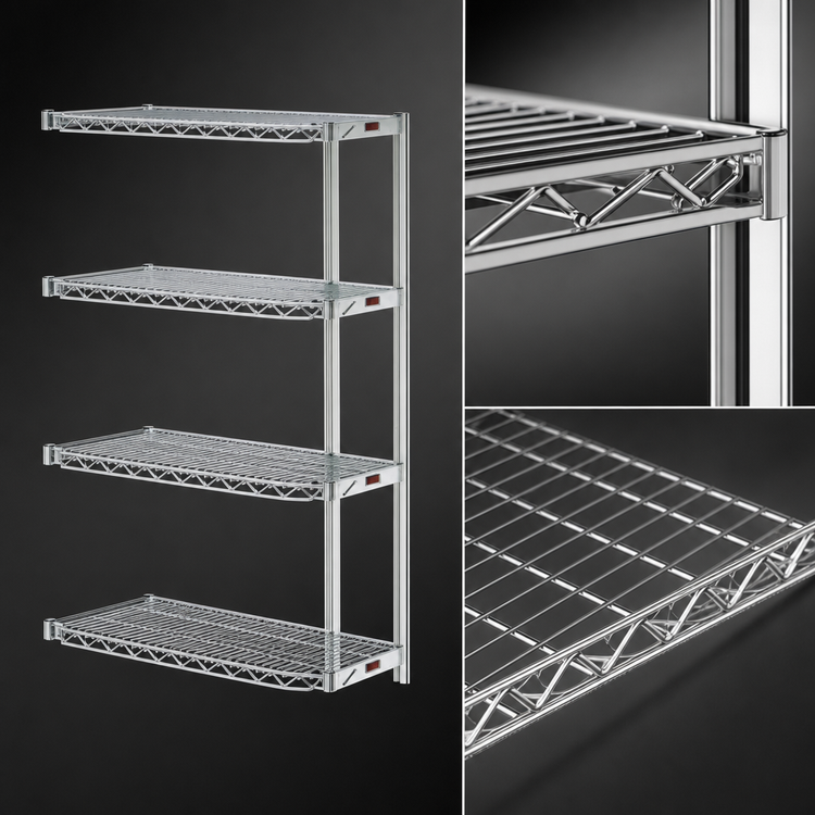 Product image #3 for Eagle Group 4-Tier Add-On Wire Shelving Unit, 36W x 24D x 74H, Chrome-Plated