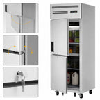 Thumbnail image #3 for Everest Refrigeration ESRH2 One-Section Reach-In Refrigerator, 23 Cu. Ft., 2 Locking Solid Half Doors, Stainless Steel, Top-Mounted Self-Contained