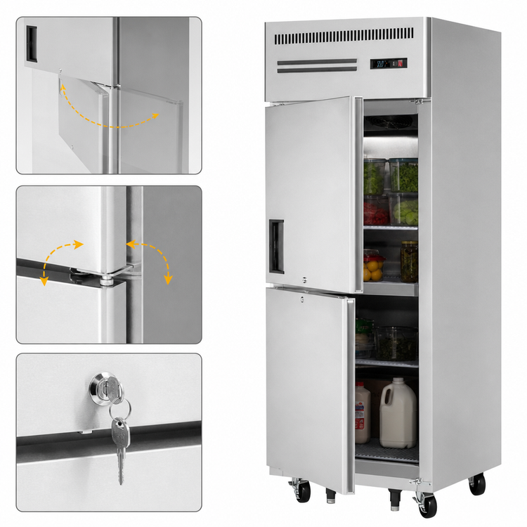 Product image #3 for Everest Refrigeration 29-1/4-Inch One-Section Reach-In Refrigerator with 2 Half Hinged Locking Doors, 23 Cu. Ft., Stainless Steel