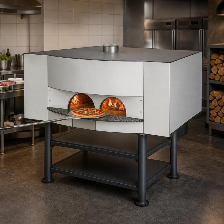 Product image #3 for Marra Forni Square Wood-Fired Pizza Oven with 83 x 31 Inch Brick Deck and Steel Stand