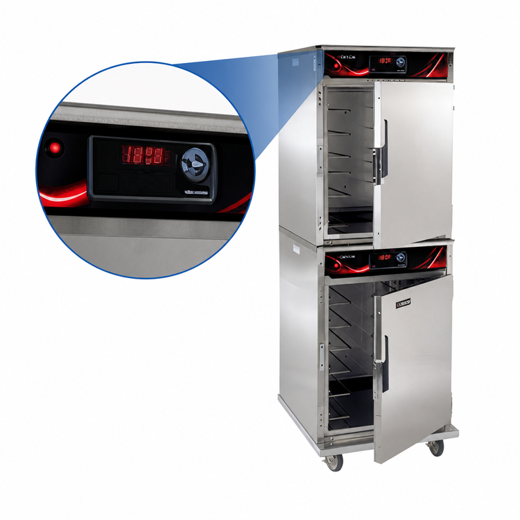 Product image #3 for Cres Cor Roast-N-Hold Mobile Stacked Half-Size Convection Cook and Hold Oven, 208V, 2-Compartment