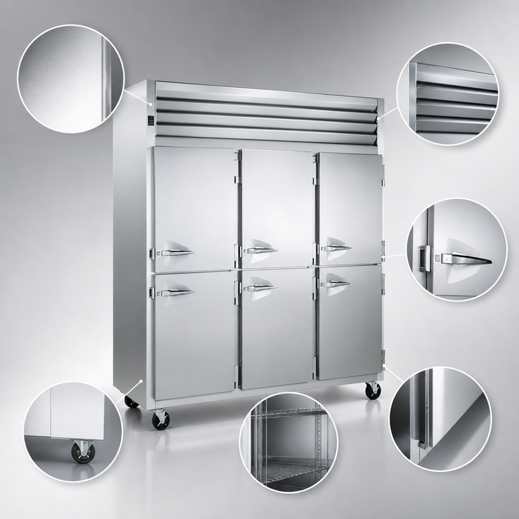 Product image #3 for Traulsen Spec-Line RLT332WUT-HHS Three-Section Standard Depth Reach-In Freezer with Half-Height Solid Doors