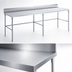 Thumbnail image #3 for Sapphire 84 Inch x 24 Inch 18 Gauge 430 Stainless Steel Work Table with 5 Inch Backsplash and Open Base with Galvanized Legs