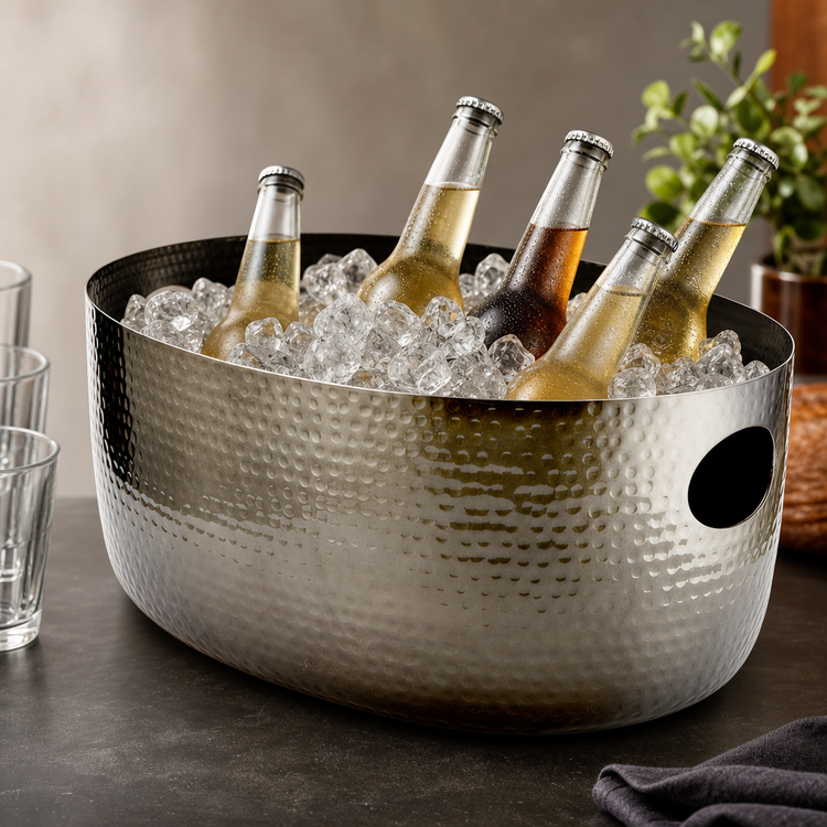 Product image #3 for American Metalcraft Hammered Aluminum Oval Beverage Tub, 16-1/4 Qt., Black