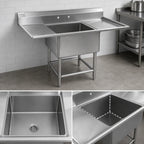 Thumbnail image #3 for Eagle Group Spec-Master FN2016-1-30R-14/3 1-Compartment Stainless Steel Sink with 30-Inch Right Drainboard, 14-Gauge Top, 9-1/2-Inch Backsplash